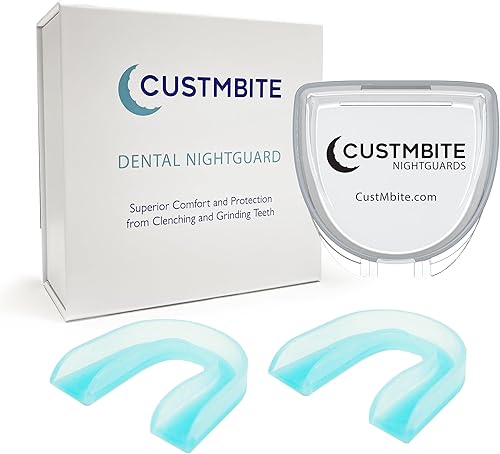 CUSTMBITE Protectores nocturnos de superficie dura premium para moler dientes, paquete de 2 con funda protectora bucal, hecho en Estados Unidos,