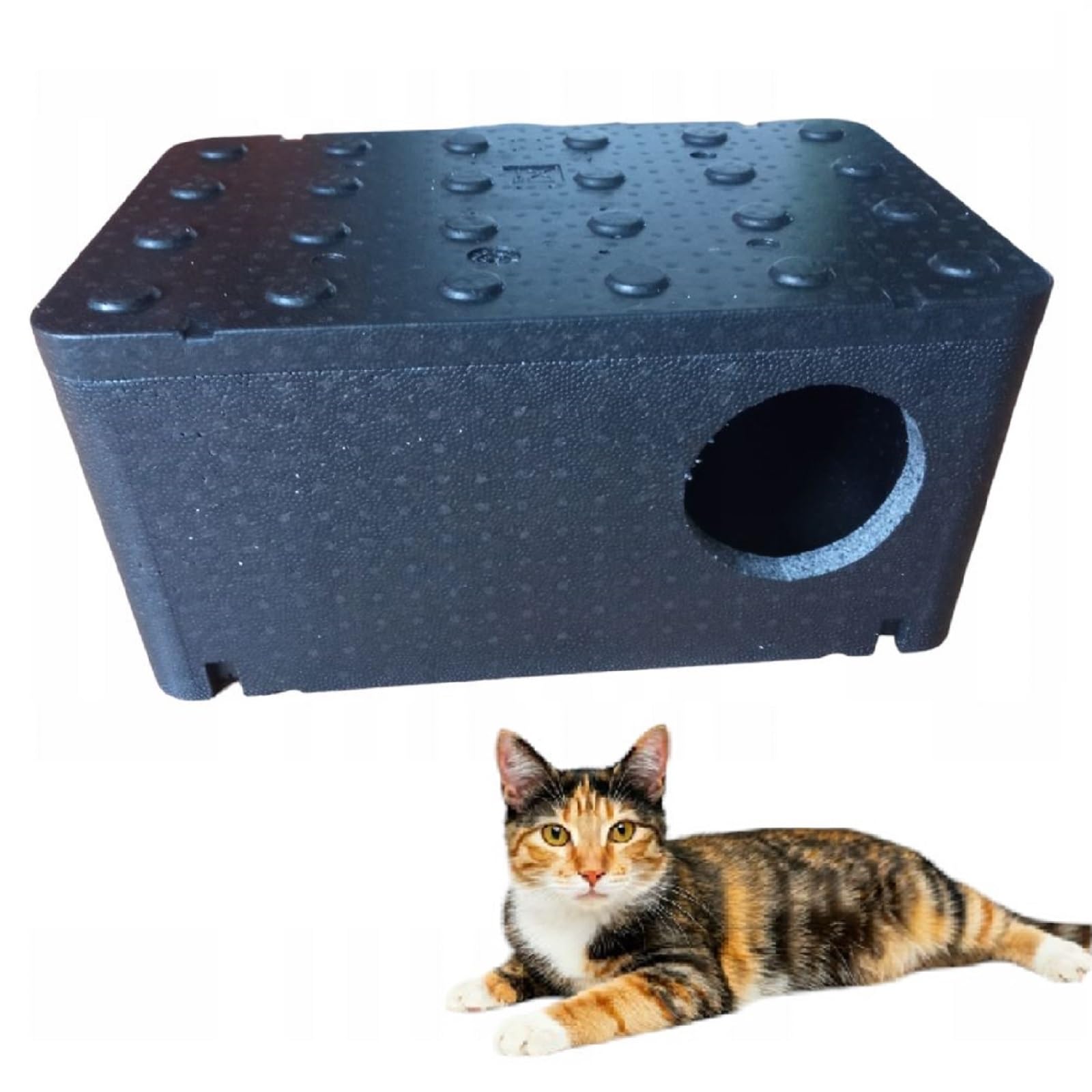 QLS Maison pour Chat isolée en polystyrène 60 x 40 cm Noir