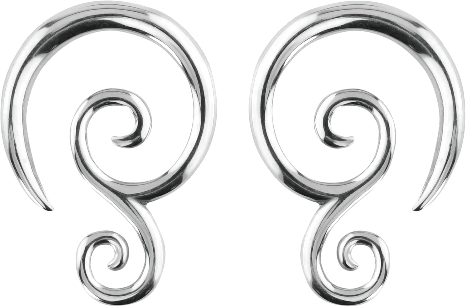 Pair of 6G-14G Surgical Steel Solid Tribal Design Taper Earrings
