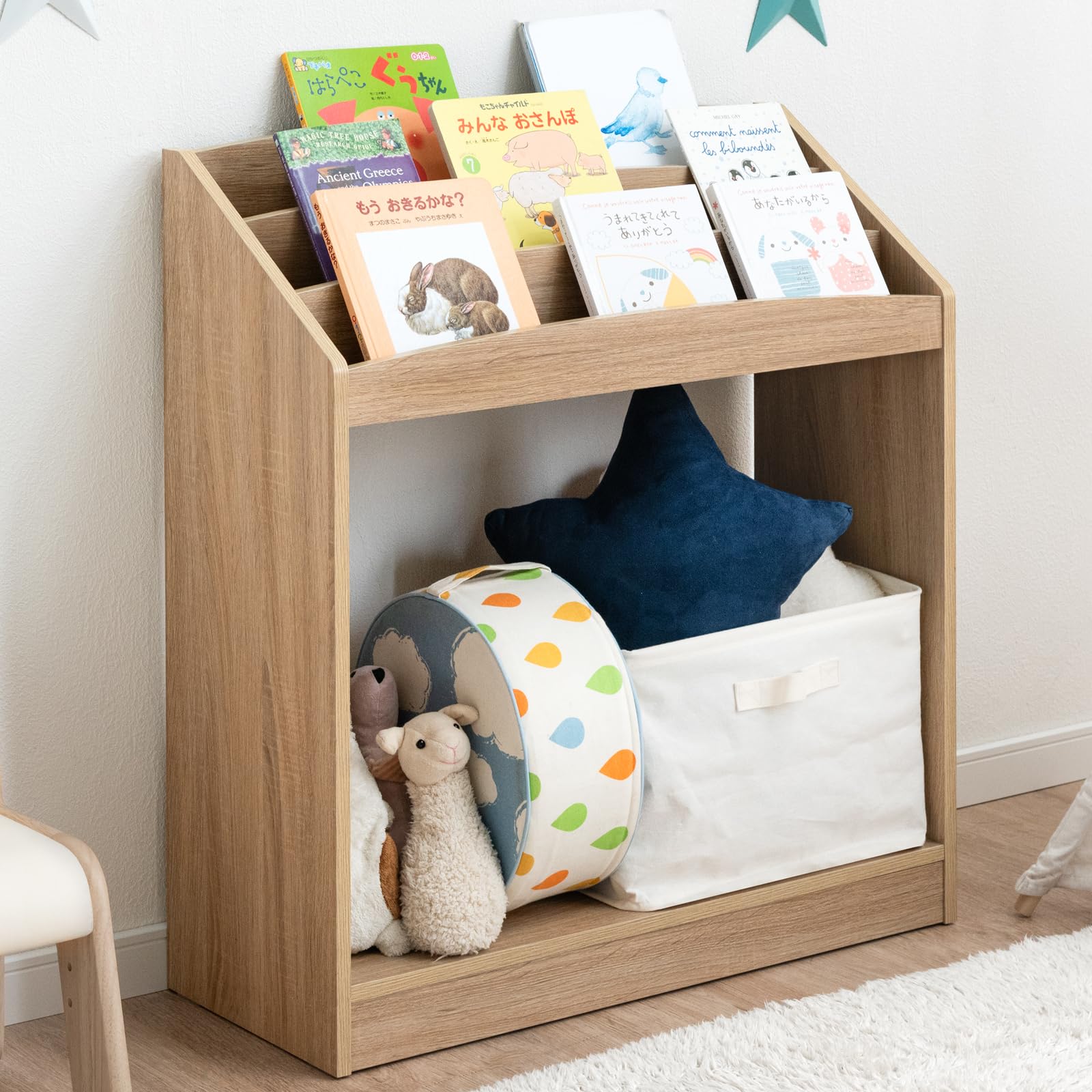 Amazon.co.jp: タンスのゲン 絵本ラック 3段タイプ 幅73cm おもちゃ 