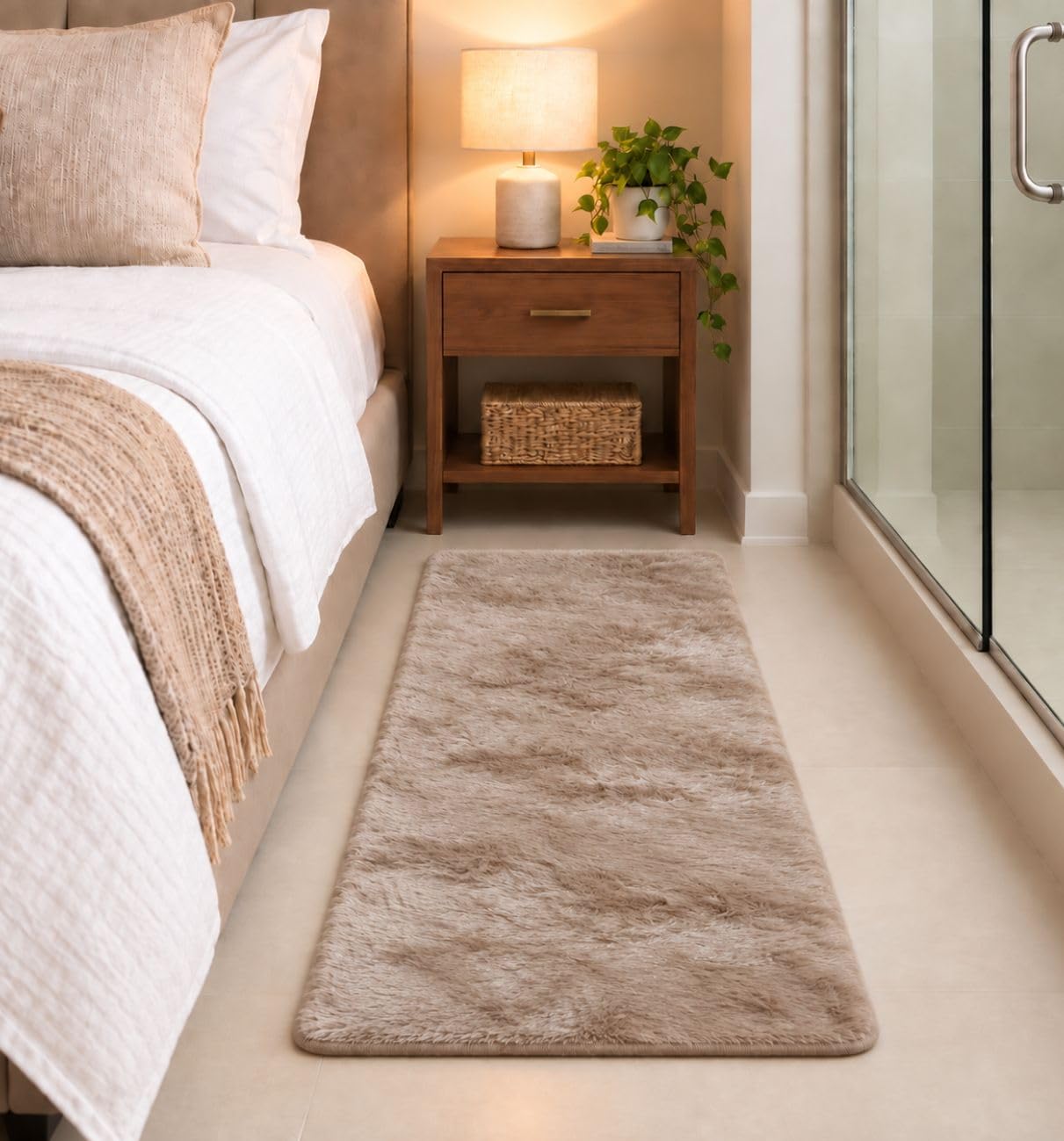 Faux Rabbit Fur Runner Rug - Soft Bedroom Decor -1