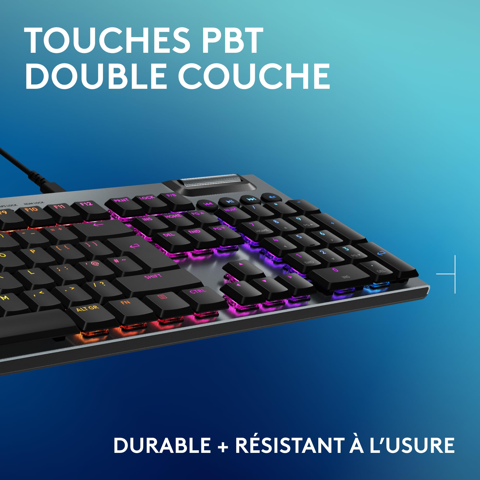 Logitech G G915 X Clavier Gaming mécanique Filaire Ultra-Plat, Touches PBT Double Couche, Touches entièrement programmables, éclairage RVB, switchs GL Brown Tactile, PC/Mac, Clavier FRA AZERTY - Noir