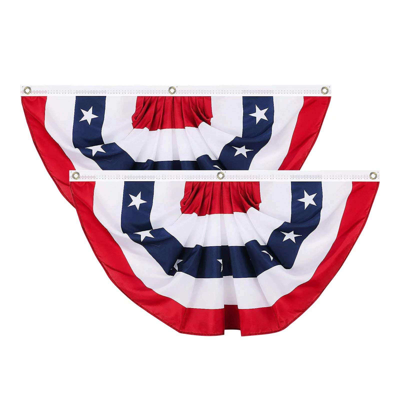 2 szt. USA plisowana flaga wachlarza dekoracje na dzień niepodległości - 9 x 150 cm amerykański baner chorągiewka flaga patriotyczna półwachlarz baner flaga z mosiężnymi oczkami na 4 lipca dekoracja na Dzień Pamięci