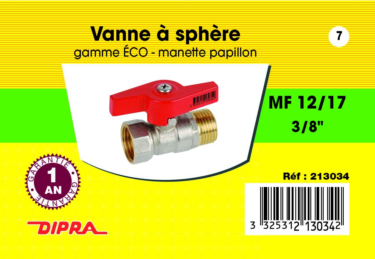 DIPRA 213034 Valvola a Sfera Maniglia a Farfalla MF12/17, Bronzo