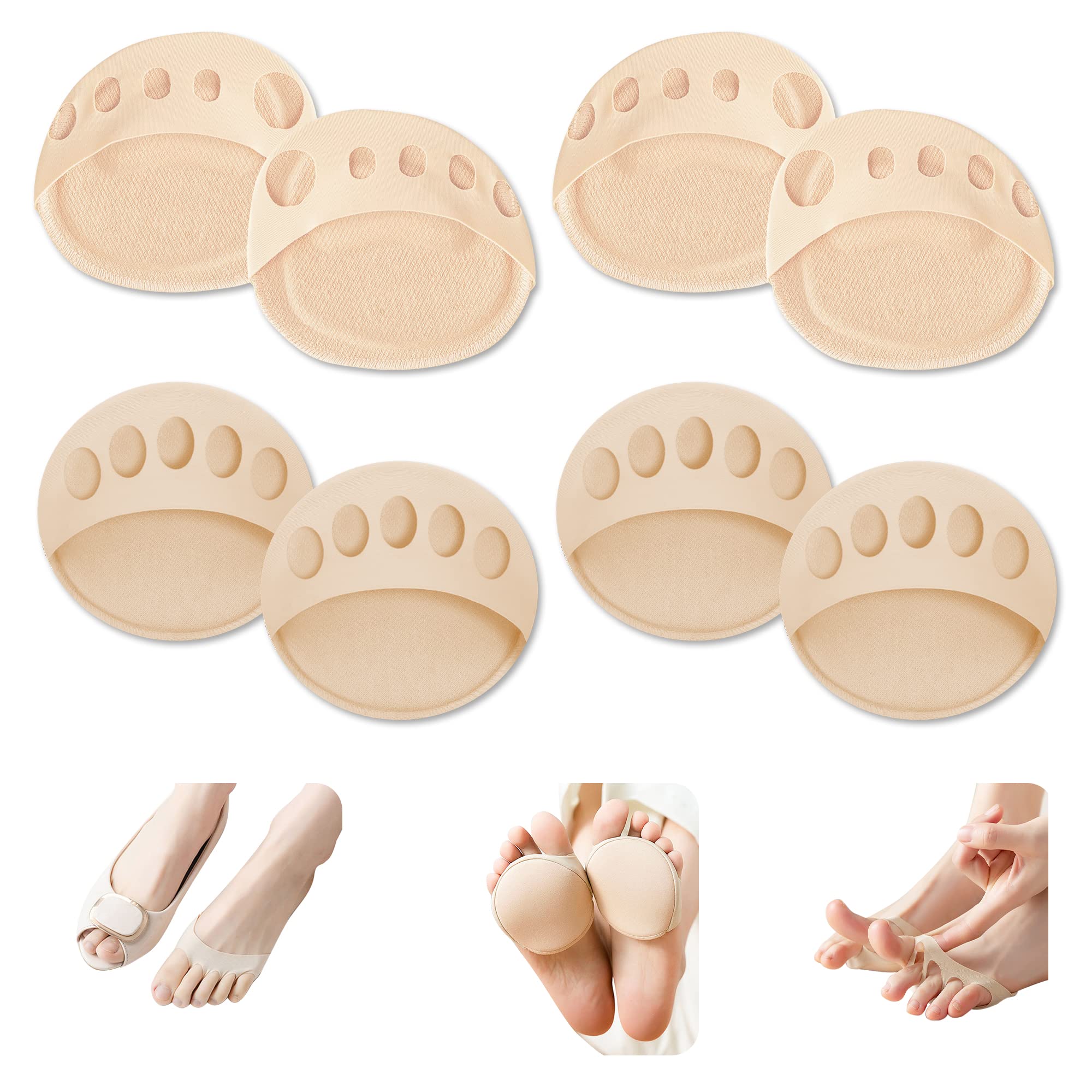 Forefoot Pads Metatarsal Forefoot Pads for Women High Heels Shoes Honeycomb Fabric Soft Ball of Foot Cushion Pad for High Heel Toe Socks for Heels Women Men
