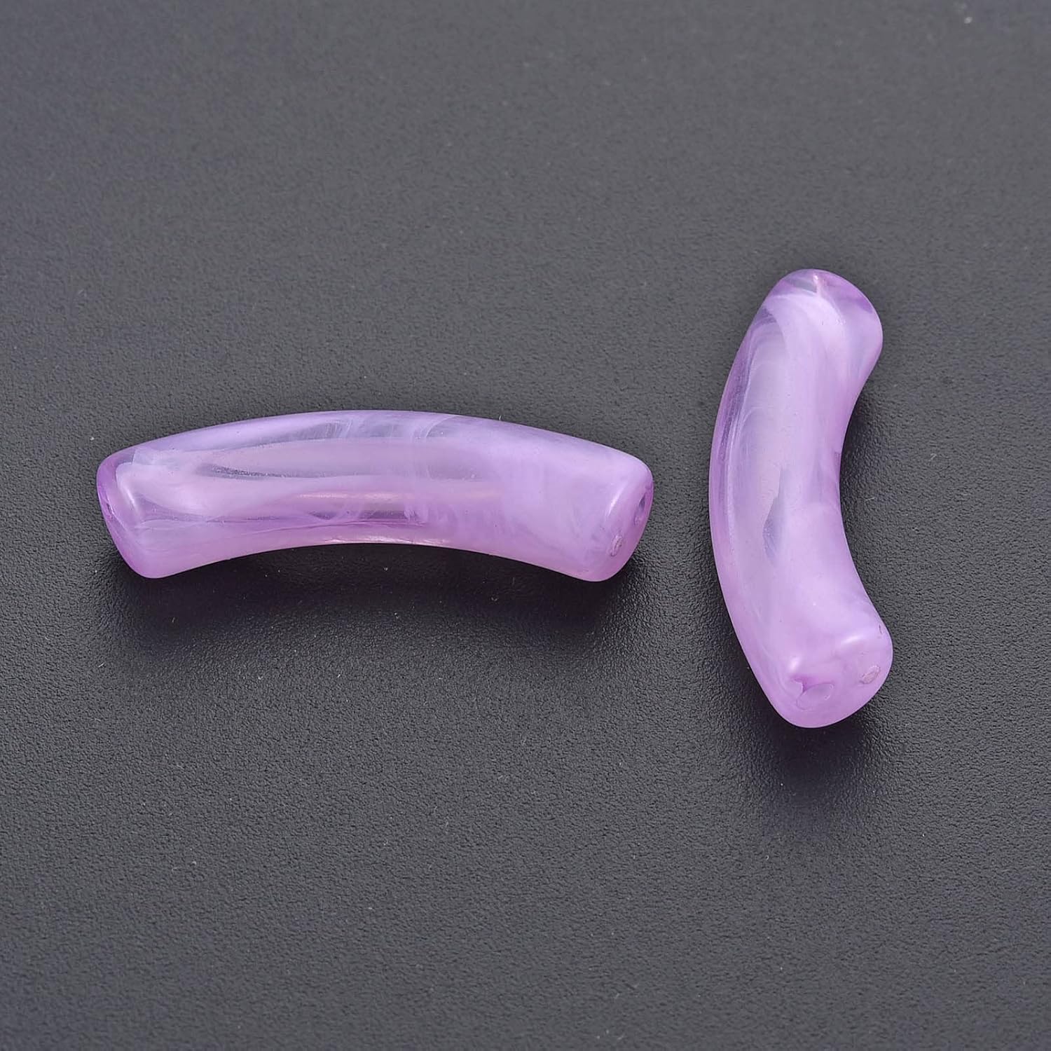 300pcs/500g Transparent Acrylic Beads Imitation Gemstone Curved Noodle Tube Beads Loose Beads 33x8x10.5mm Hole: 1.6mm for DIY Jewelry Making