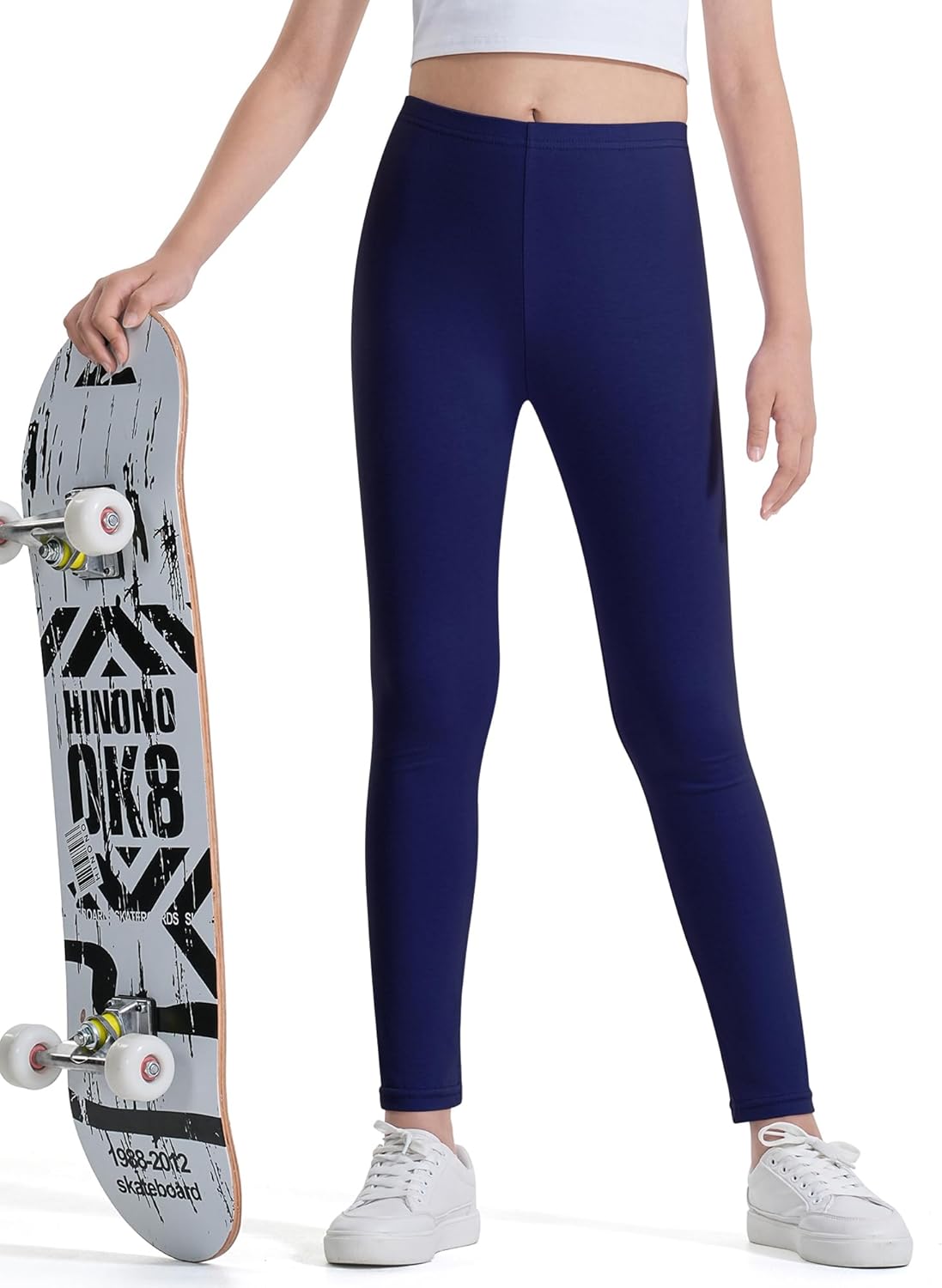 Auranso Kids Girls Leggings Full Length Cotton Tights Pants 4-14 Years 5-6 Years Navy1 image 4 of 6 B0B7BH9T9B