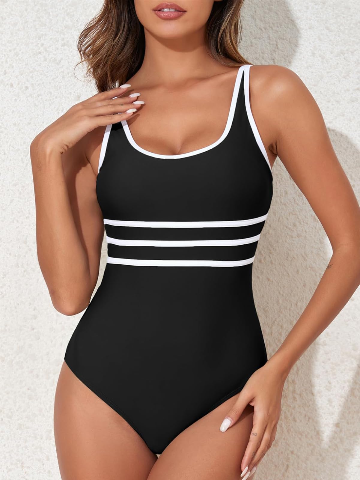 JFAN Bañadores Mujer Reductores Barriga Traje de Baño Mujer de Una Pieza Cintura Alta Cuello en U Bañadores Ropa de Baño Push Up de Playa de Chaleco