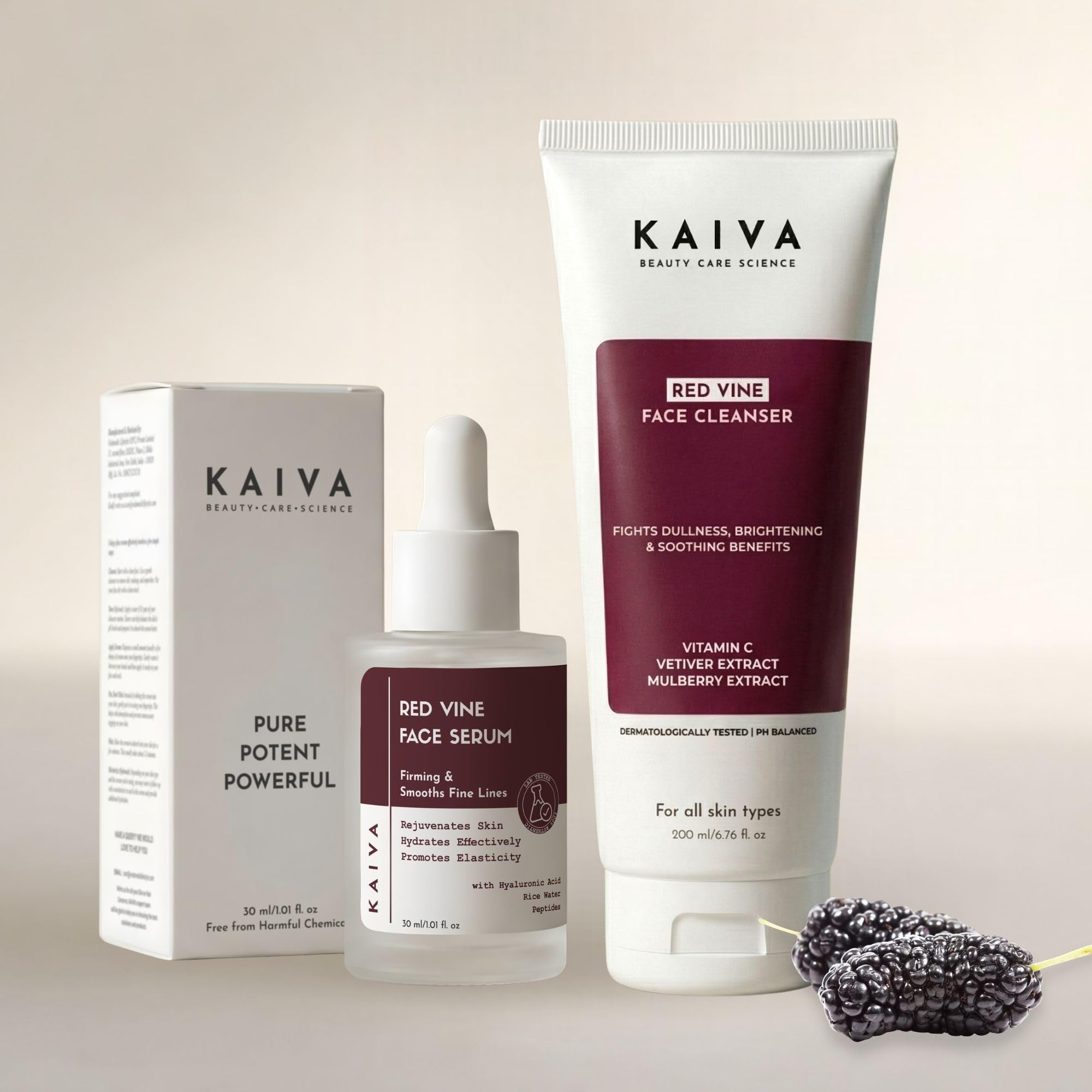 KAIVA Red Vine Face Cleanser & 10% Red Vine Face Serum Combo | Lightweight Daily Skincare Routine for Fresh, Smooth & Radiant Looking Skin | Non-Sticky Formula | For Men & Women - Combo Pack (200 ml + 30 ml)-picture-20