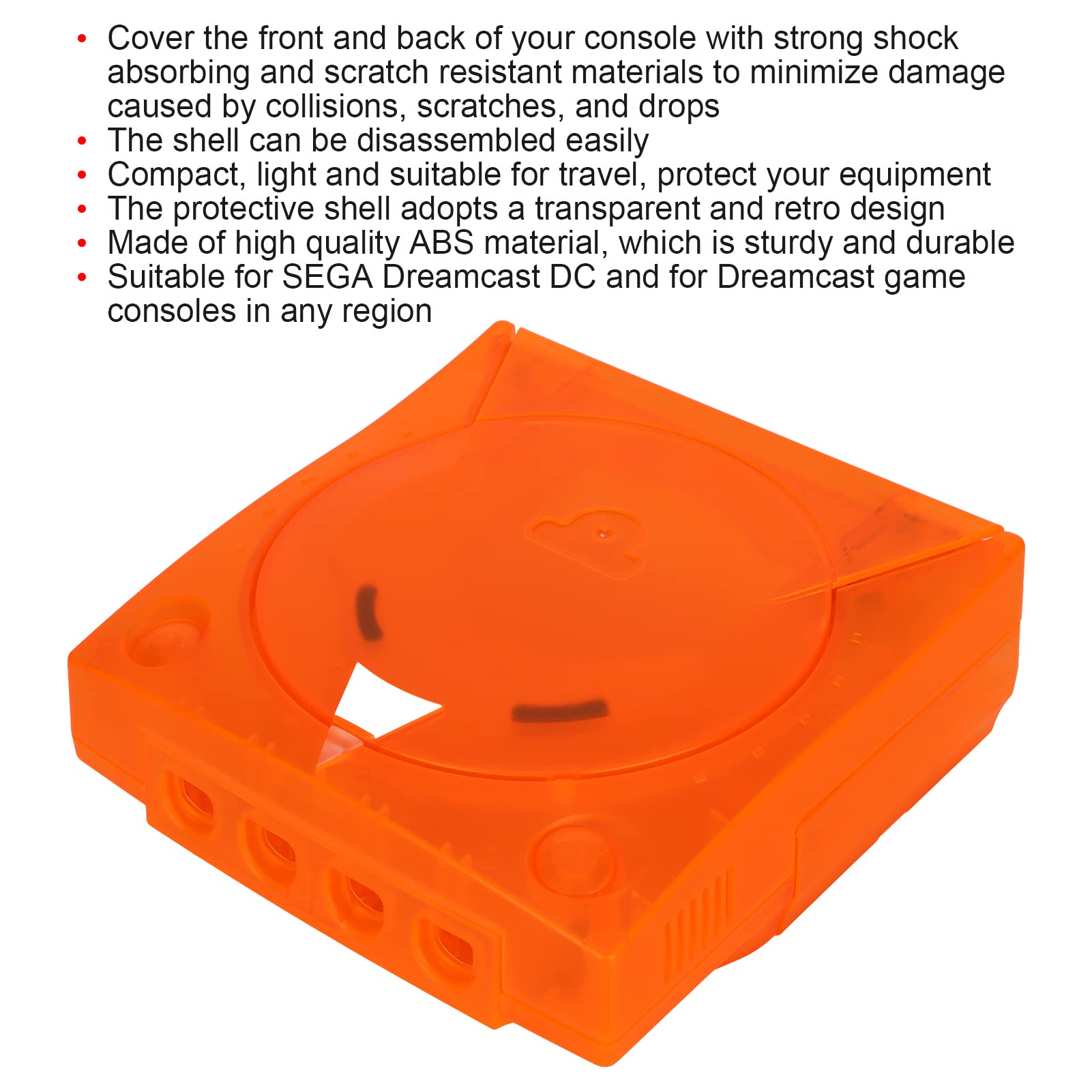 Guscio Protettivo, Guscio Alloggiamento Durevole Guscio Protettivo Sostitutivo in Plastica Traslucida Arancione per Dreamcast DC Orange
