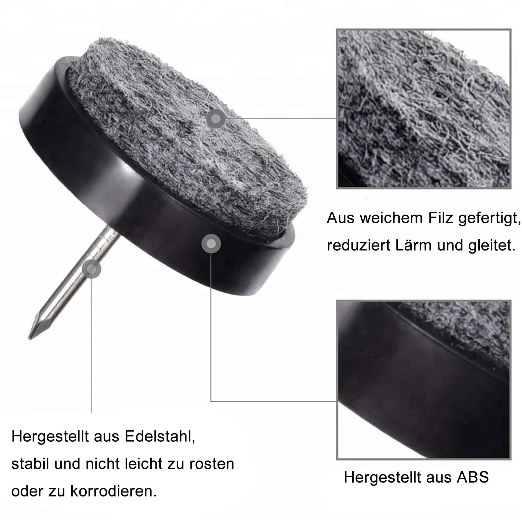 ERRORY Lot De 50 Patins En Feutre Robuste Avec Clous Pour