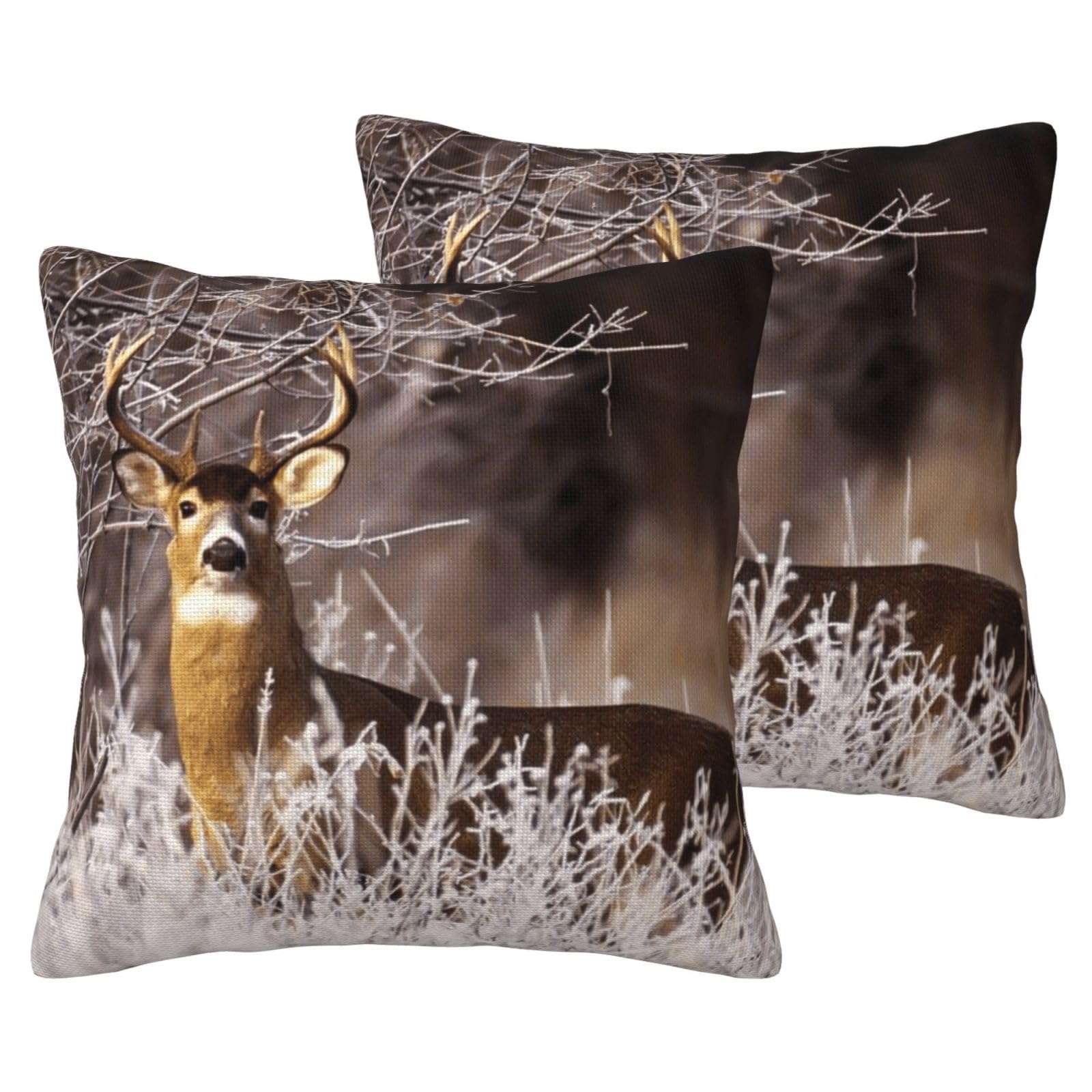 Taie d'oreiller cerf blanc en lin synthétique durable