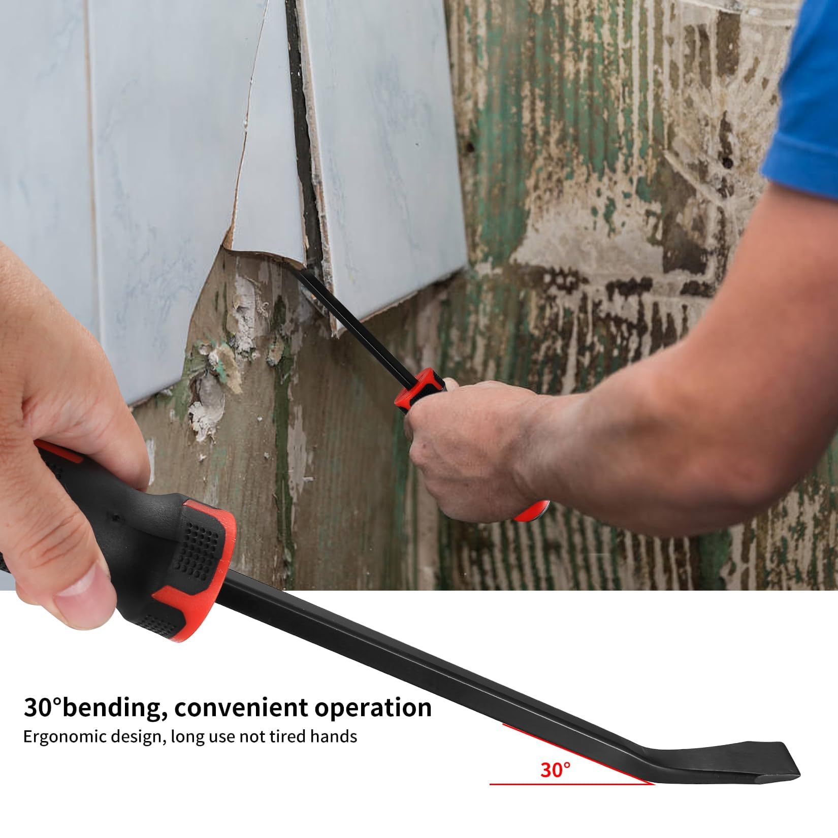 Multifunctional Pry Bar, Heavy Duty Vanadium Steel Crowbar Remove Chisel, Tire Disassemble Tool with Ergonomic Grip - Image 4