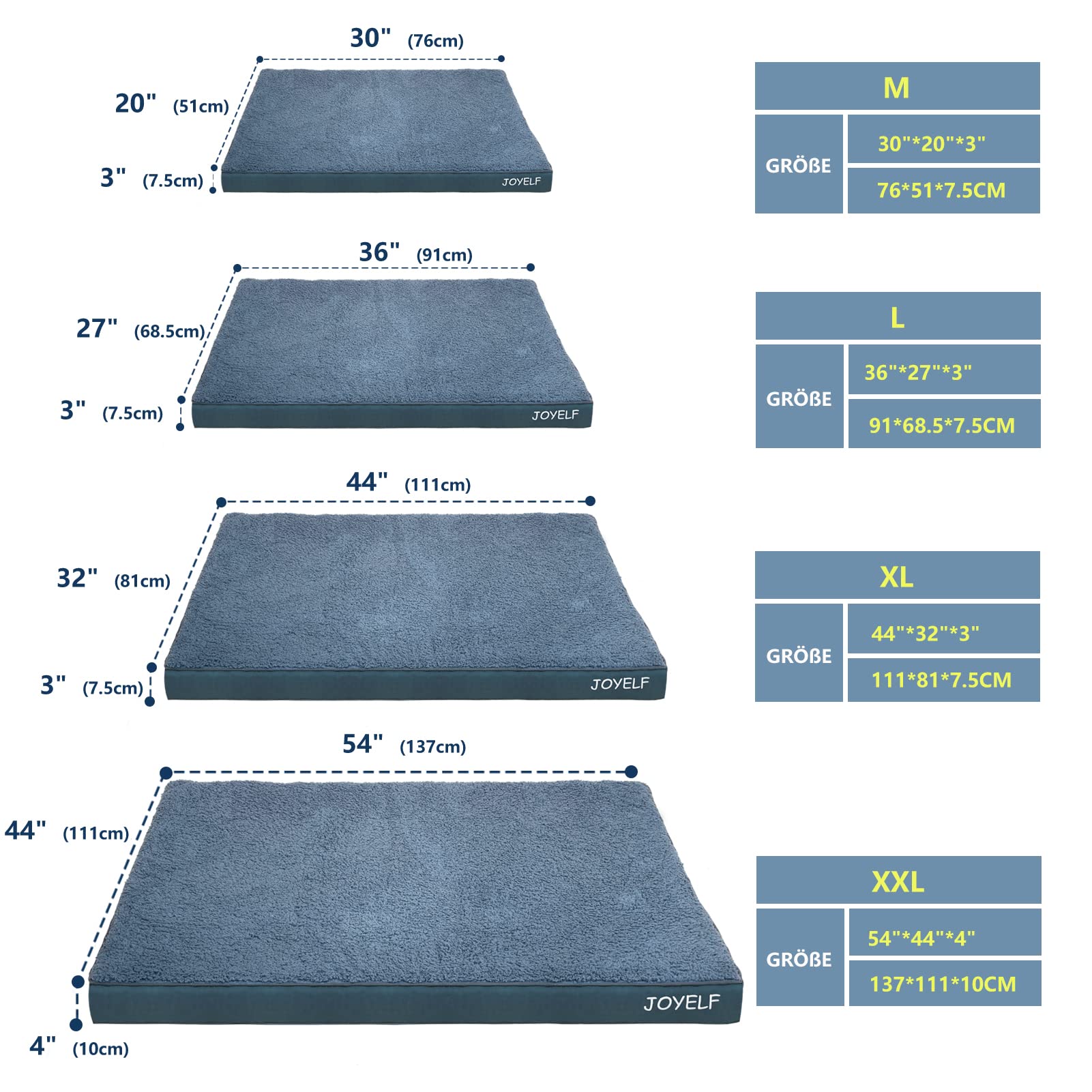JOYELF XLarge Dog Bed Mat per cani di grandi dimensioni, scatola di uova schiuma Pet Bed Mat con copertura lavabile impermeabile e rimovibile