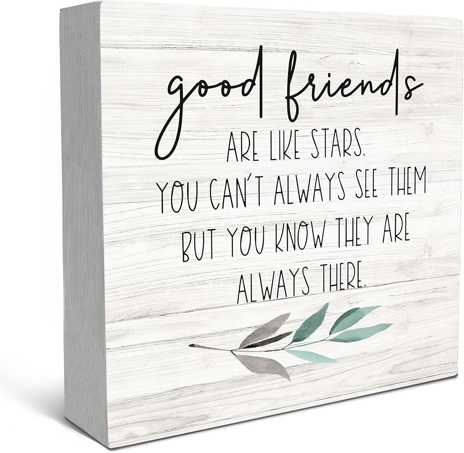 Good Friends Are Like Stars Box Sign 5x5 Inch Rustic Wood Decor