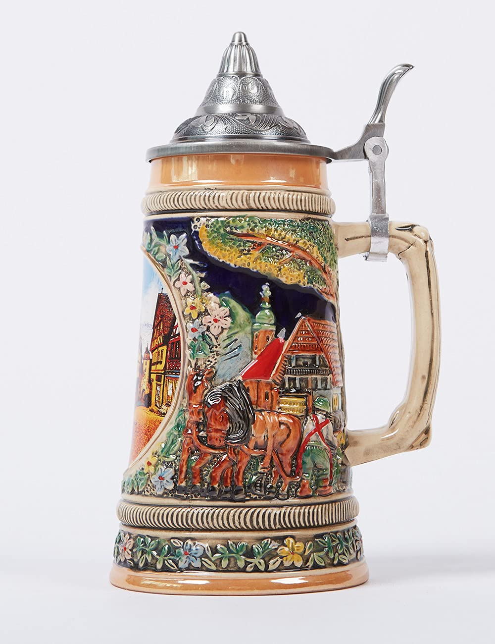 Bierkrug Mit Deckel Deutscher Bierseidel Steinkrug Oktoberfest Trinkbecher Bayern Geschenk Für Männer Vater Bierliebhaber Keramik 600ml