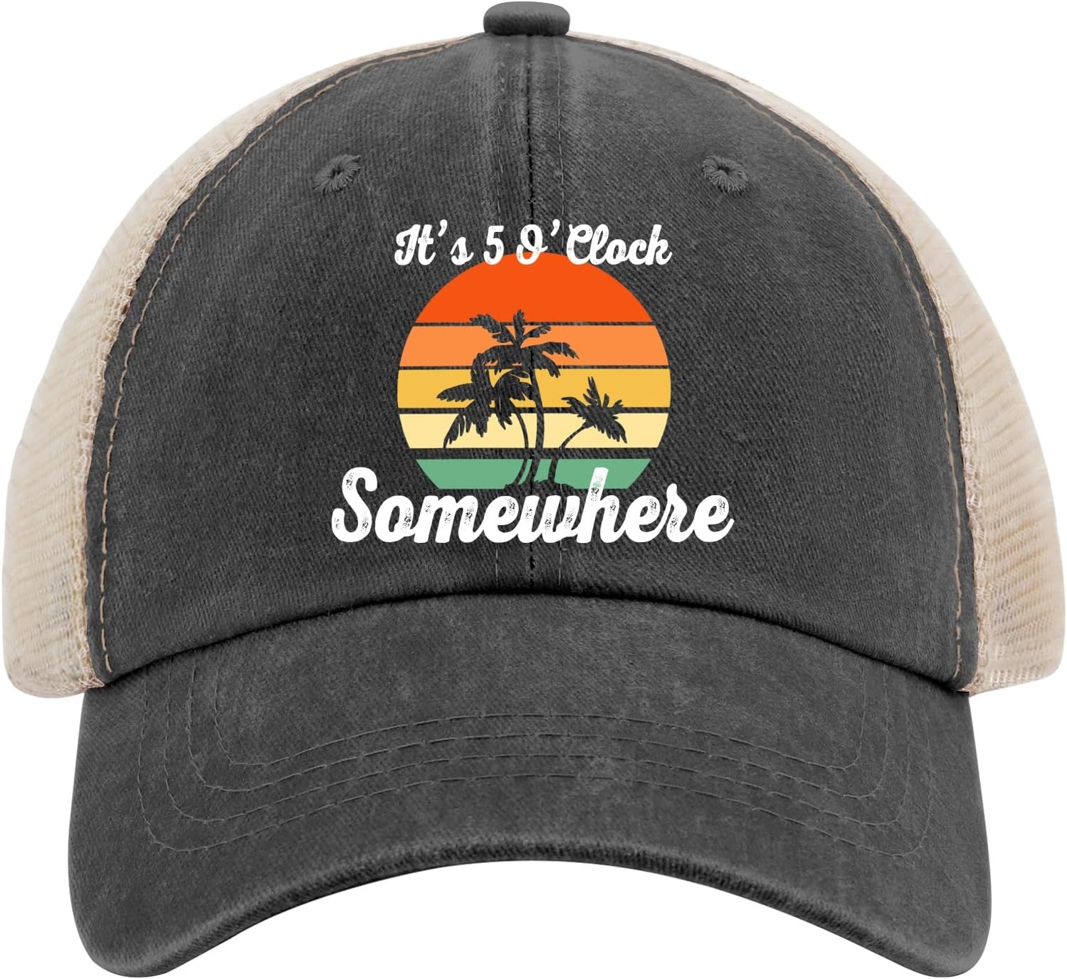 Jimmy Hat It's 5 O'Clock Somewhere Hat Trucker Hat Men Vintage Mesh Cap for Summer - Image 8