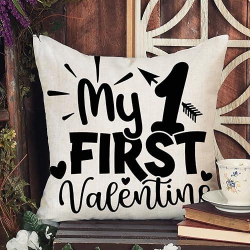 Miniatura 3 de Funda de almohada con texto en inglés My First Valentine romántica funda de cojín para el día de San Valentín decoración del hogar sofá sala de