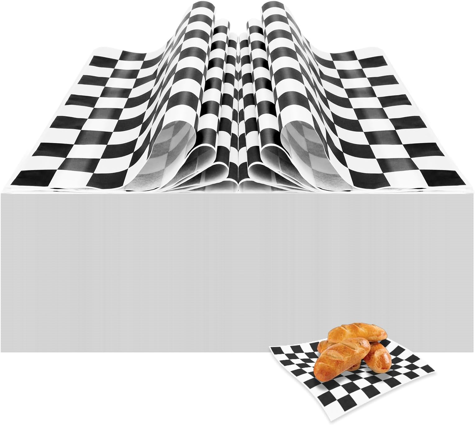 1000 Pcs Waxed Paper Sheets Bulk 38 x 38 cm Large Sandwich Wrapping Papers Checkered Deli Food Basket Liners for Bread Burgers Restaurant Picnic Barbecue