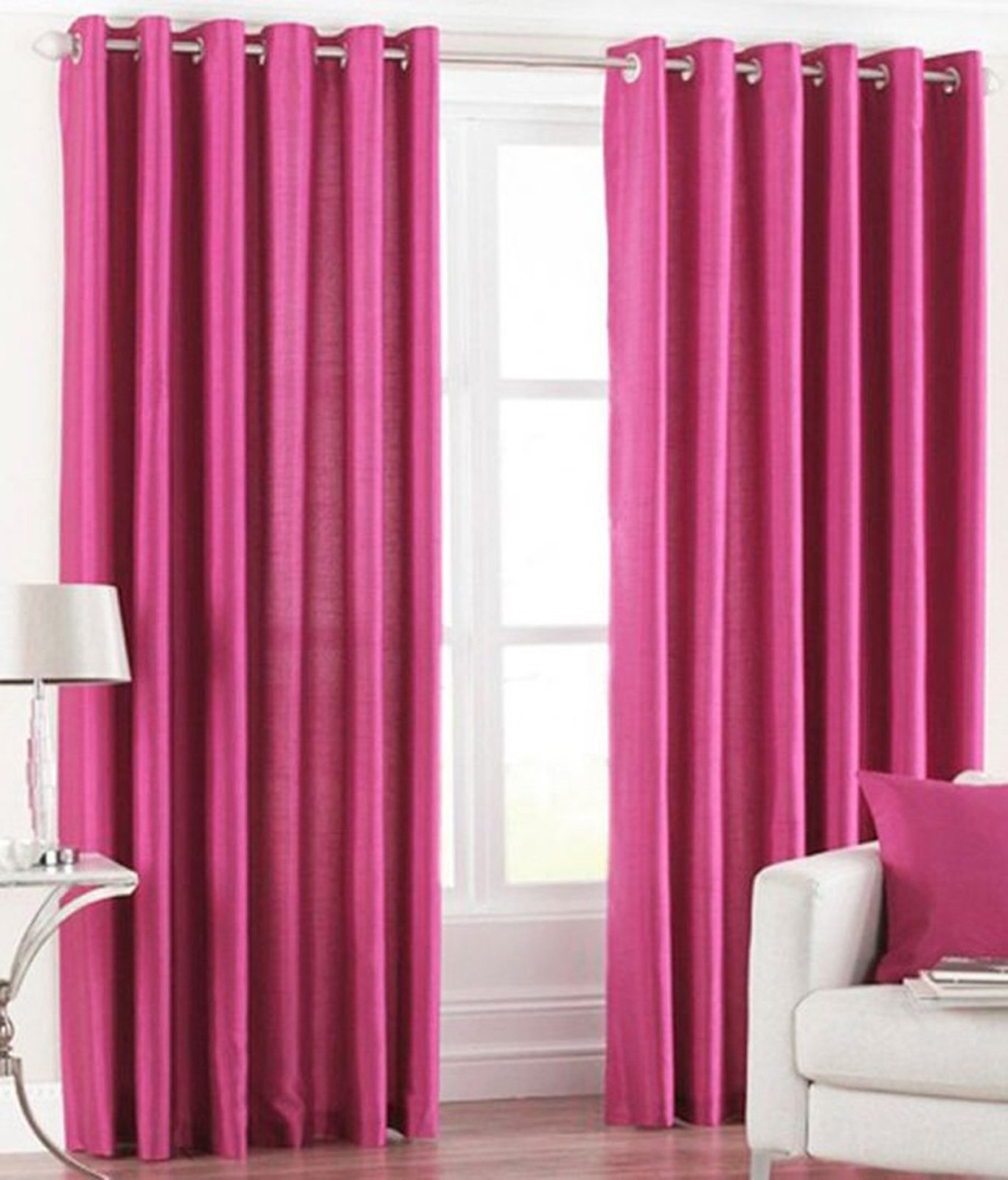 Raghav Polyester Double Piece Long Curtains_Pink-picture-17
