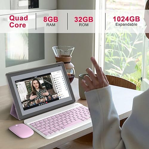 Miniatura 2 de Tablet Android 15 de 10 pulgadas, tableta 2 en 1 con teclado. 8GB RAM+32GB ROM compatible con tabletas PC expandibles de 1TB, CPU de cuatro núcleos,