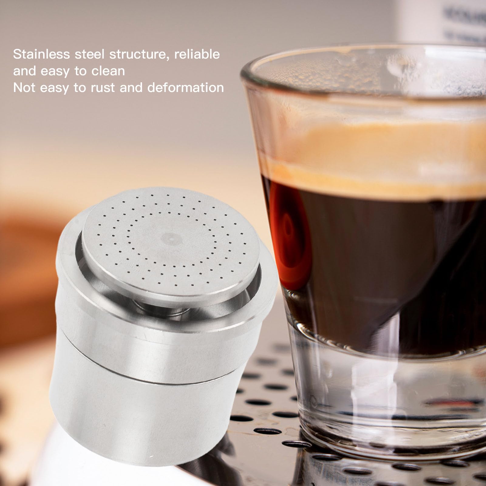 Cápsulas de café Reutilizables para Originales, Kit de Cápsulas de café Recargables de Acero Inoxidable Filtro de Cápsulas de café Recargable (2 tazas + cuchara para brocha)