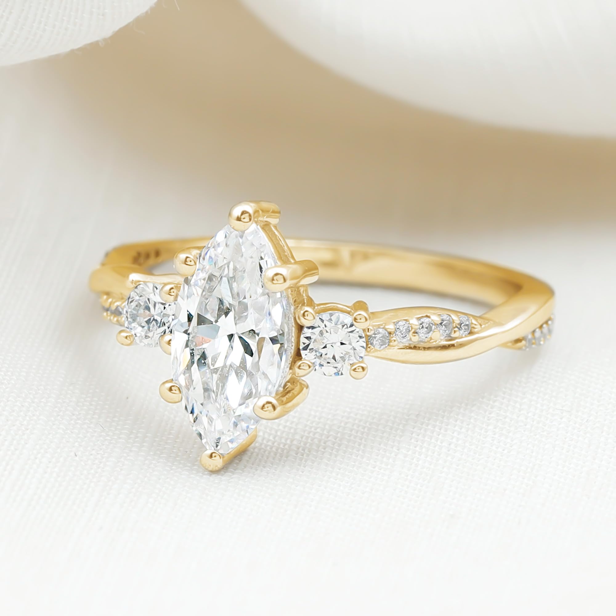 Lab Grown Diamond Marquise Cut 5x10mm Engagement Ring