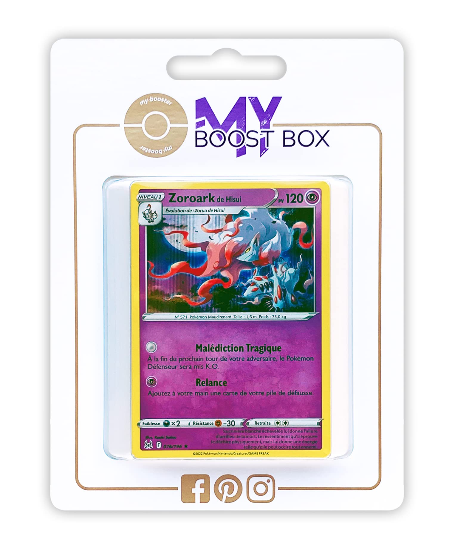 Buy Zoroark de Hisui (Hisuian Zoroark) 76/196 Holo Myboost X Epée et