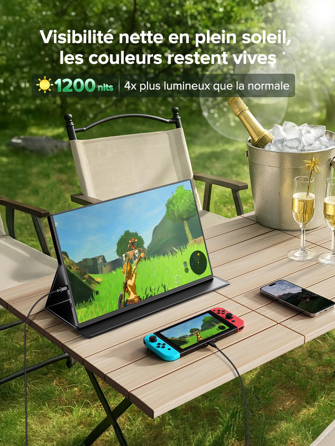 Newsoul Écran Portable 4K 16 Pouces UHD 1200 nits HDR, Moniteur Portable 4K IPS 3840x2400, Contraste 2000:1, 145% sRGB, Écrans Portable avec HDMI/USB-C pour Laptop/MacBook/Xbox/PS5/4