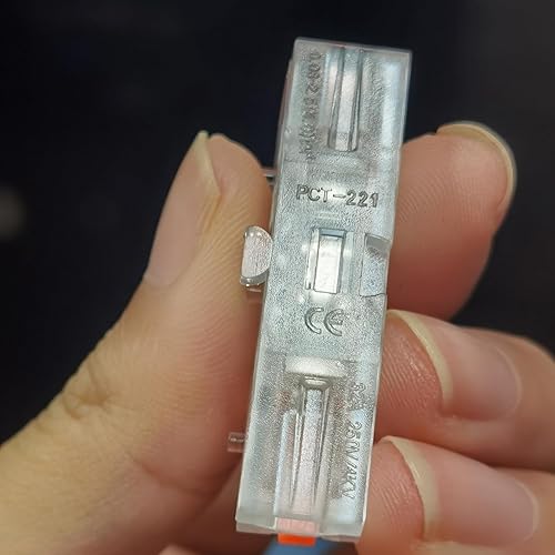 Miniatura 3 de Kit de conectores de alambre de empalme compacto, 1 conductor, conectores de palanca para cableado 28-12 AWG (50 unidades, naranja transparente)