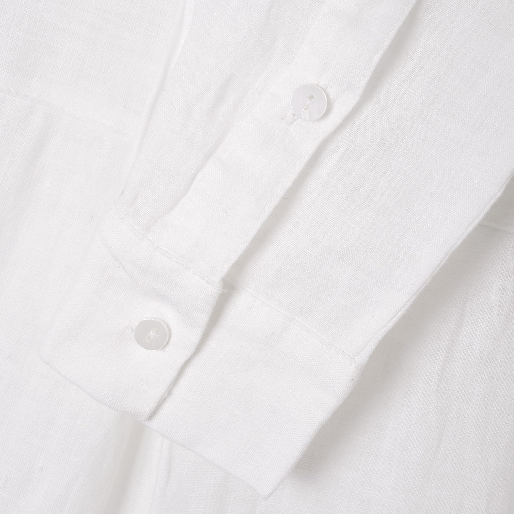 Amazhiyu Camicetta da donna in lino, a maniche lunghe, in lino, elegante, a tinta unita, per l'estate