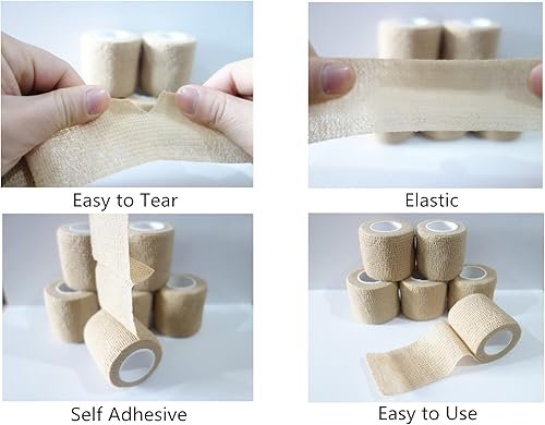 Miniatura 44 de 6 Pack 2" x 5 Yards Self Adhesive Bandage Wrap Breathable Cohesive Vet Wrap for Pets, Elastic Self-Adherent Tape for Sports, Wrist, Ankle (Blue)