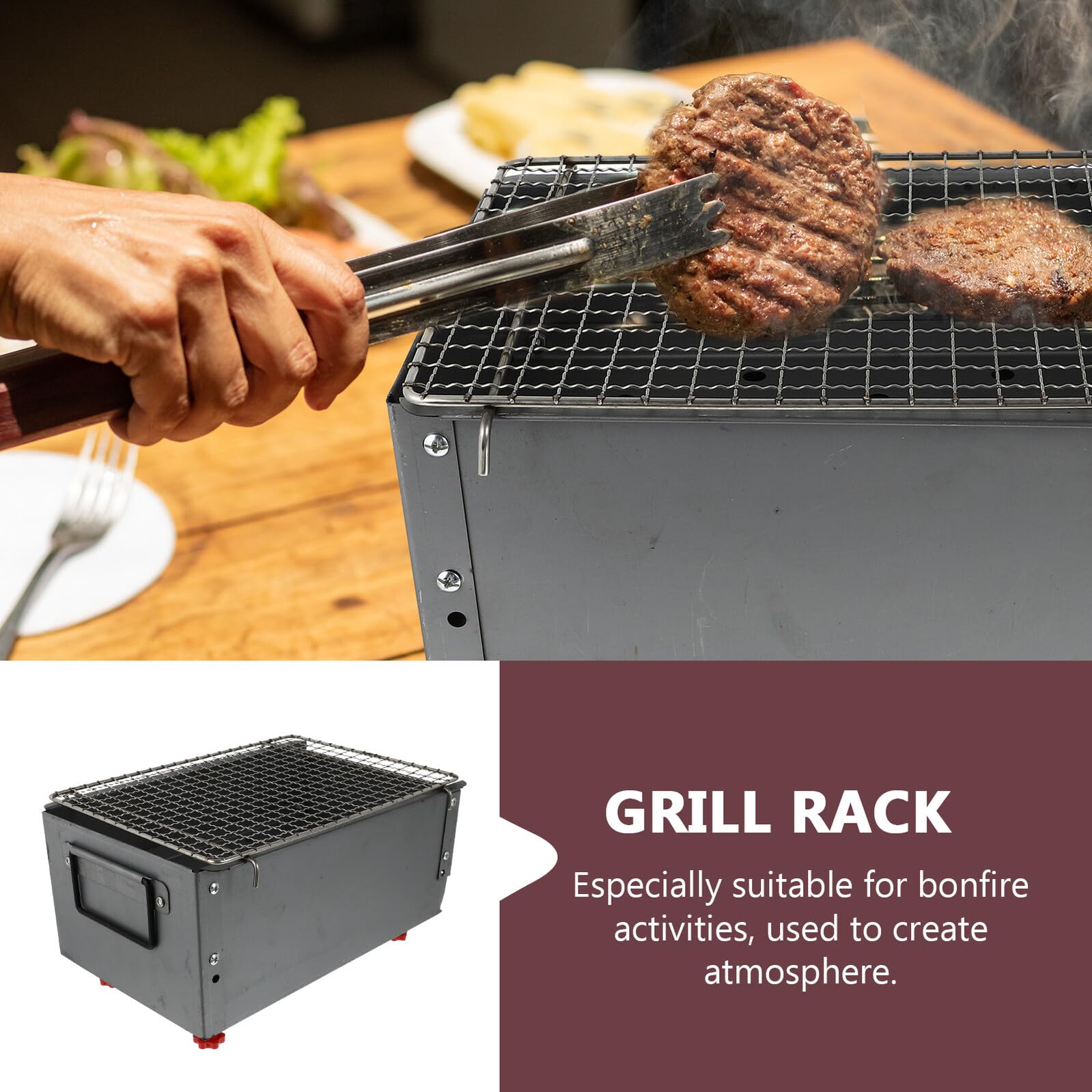 Yardenfun Grill Węglowy z Grubym Żelaznym Stopem Przenośny Ruszt Do Grillowania Kempingu Odporny Rdzę Łatwy Przechowywaniu Idealny Do Grillów Zewnątrz i Turystyki