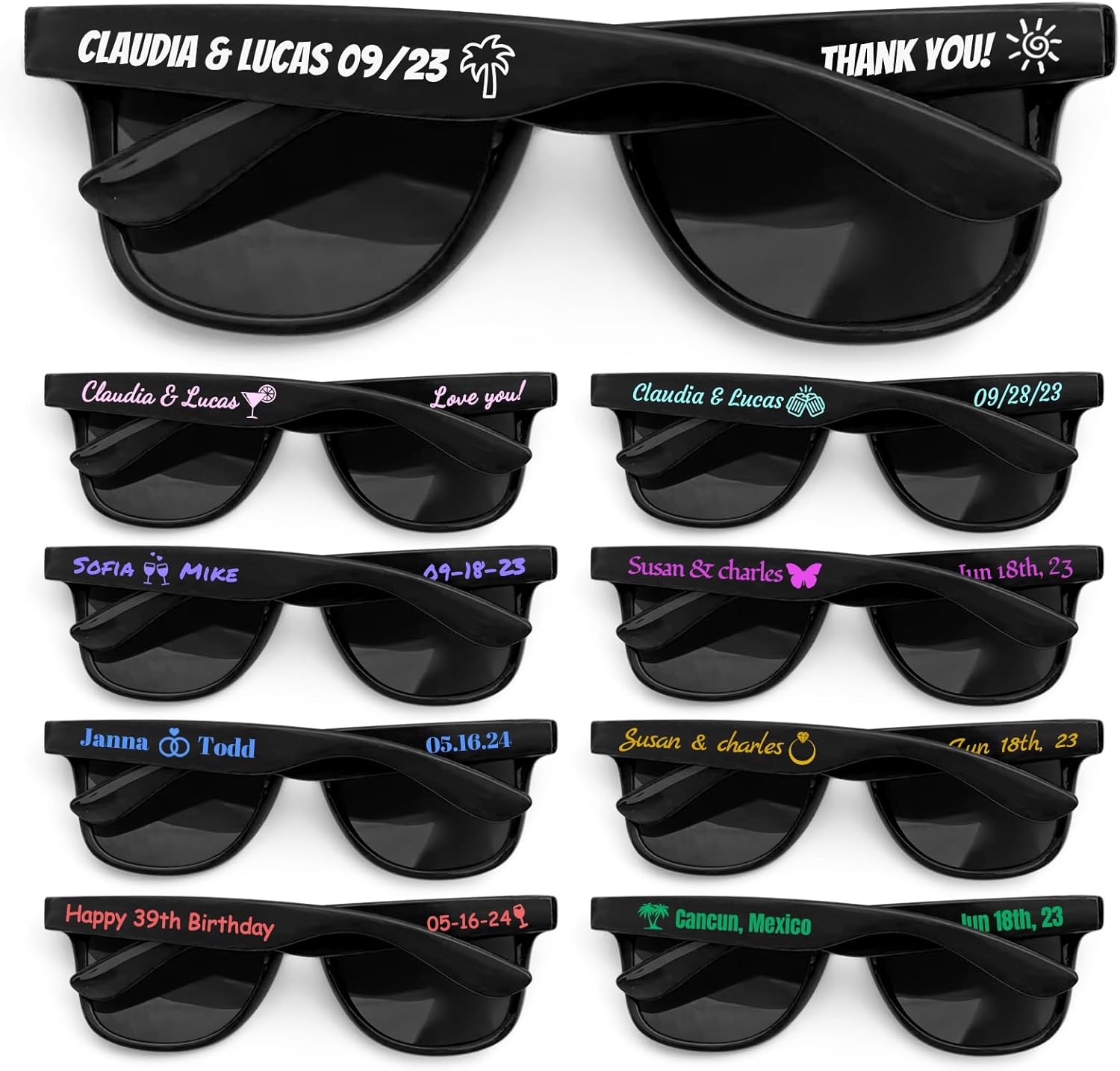 Custom Sunglasses Bulk Personalized Bachelorette Party Logo Sunglasses Wedding Reception Birthday Women Gift