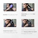 TYMO Hair Straightener Brush, Flat Iron & Comb 2 in 1 for Straightening, Anti-Scald Hot Comb, 5 Temp for All Hair Types, Straightening Brush for Women, Fast Finish with Smooth, Shiny, TYMO RING, Black