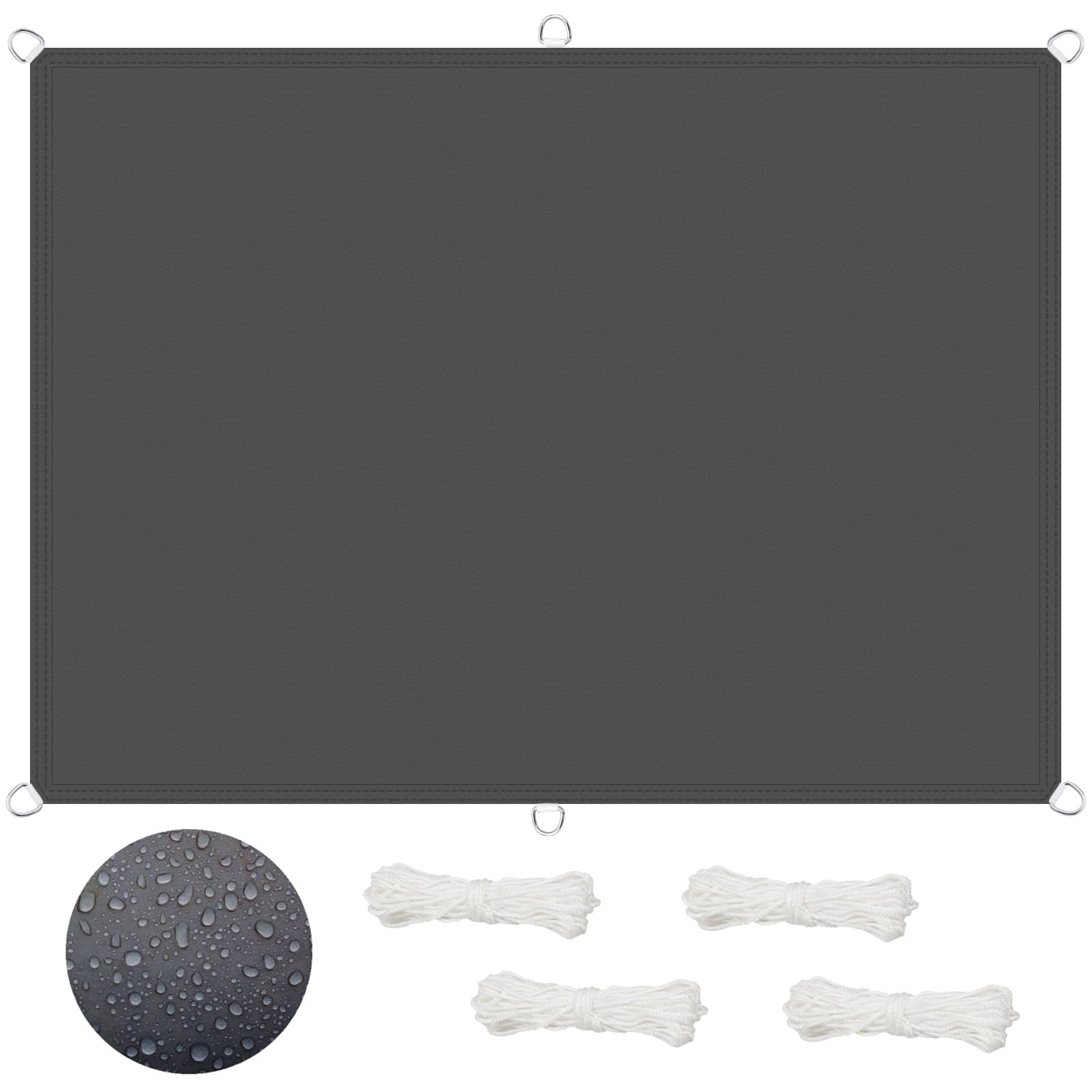 Voile d'ombrage rectangulaire toile ombrage auvent jardin terrasse gris foncé