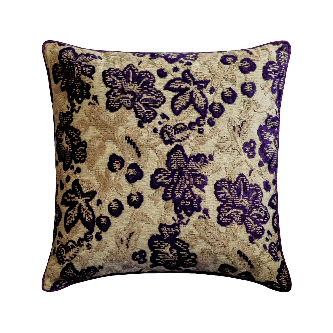 The HomeCentric Decorative Purple Cushion Covers 40x40 cm (16"x16"), Velvet Cushion Covers, Home Décor Nature & Floral Pattern Contemporary Style luxury cushions Cover - Plum Scented — image 1