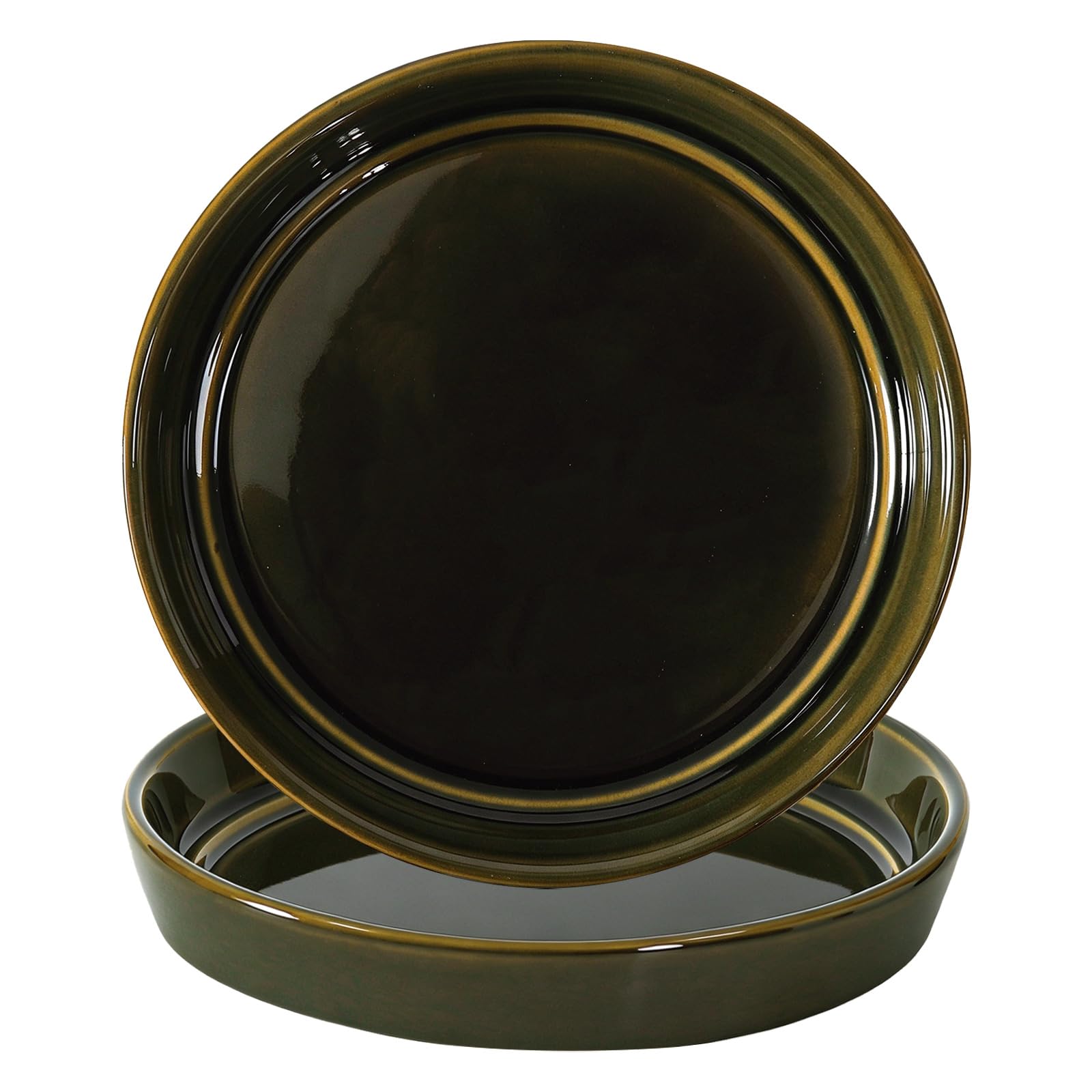 Plant Saucers - 2 Pack Ceramic Drainage Trays -12 Plant Saucers - 2 Pack Ceramic Drainage Trays -12