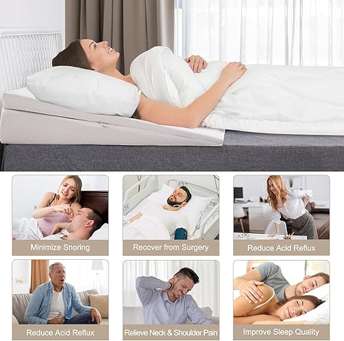 Miniatura 3 de DoCred Almohada de cuña de cama ancha, almohada de cuña ajustable de 7.5 pulgadas para cabecero, elevador de colchón de cuña para dormir, elevador