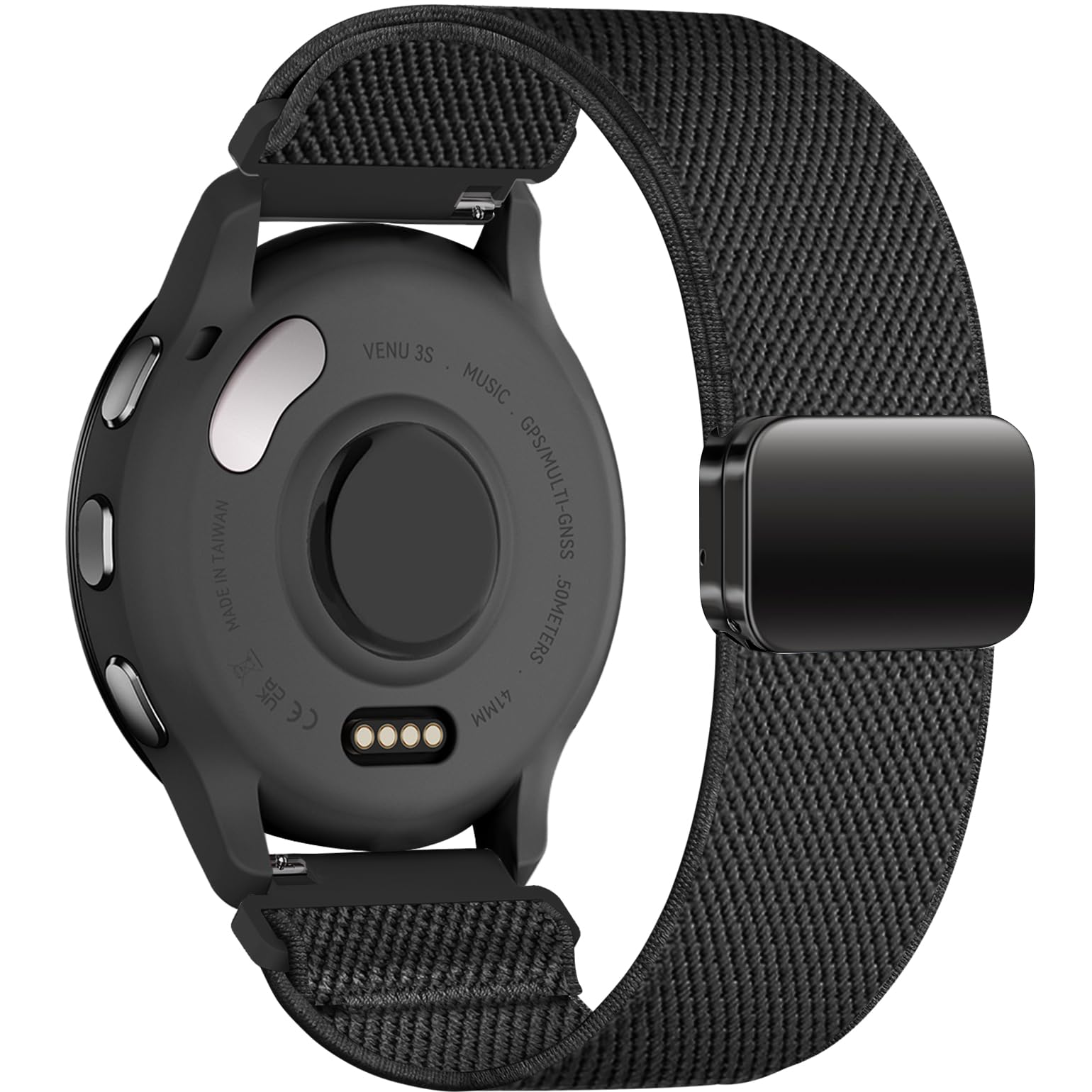 Oanux 18mm Magnetic Stretchy Nylon Band Compatible with Garmin Venu 3s/Venu 4 41mm/Venu 2s/Vivoactive 4s/Vivomove 3s/Forerunner 255S 265S, Solo Loop