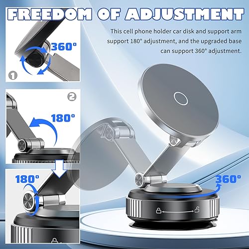 Miniatura 5 de Soportes de teléfono mejorados para tu automóvil, soporte magnético y ajustable de 360 para automóvil con ventosa al vacío y perilla giratoria,