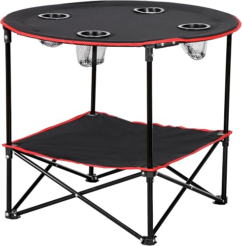 Miniatura 6 de ZenStyle Mesa de picnic plegable portátil para interiores y exteriores, mesa de playa con portavasos y bolsa de almacenamiento