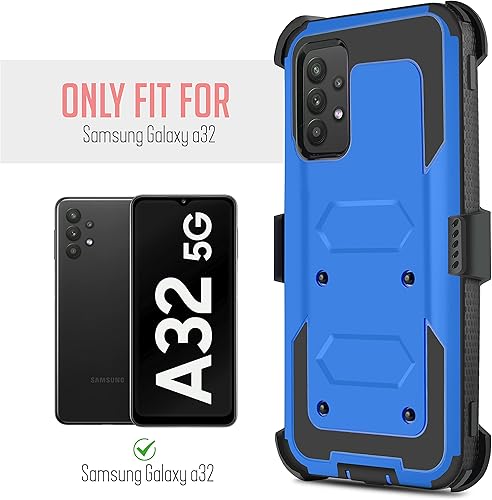 Miniatura 2 de Compatible con Samsung Galaxy A32 5G (SM-A326) 5G, a prueba de golpes, protección de cuerpo completo, con protector de pantalla integrado, clip