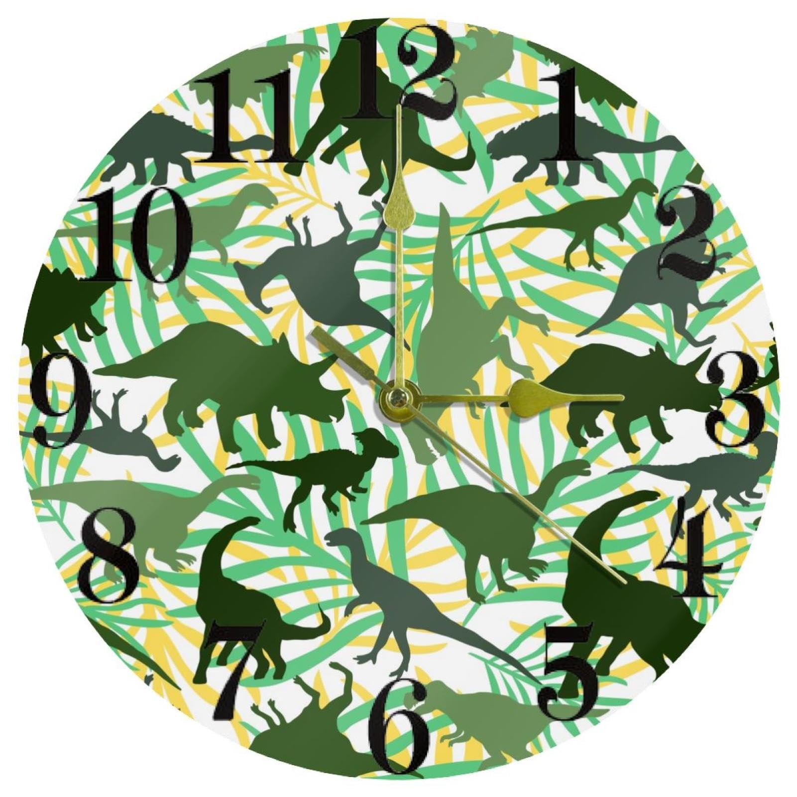 Horloge murale ronde à quartz verte silencieuse pour bureau et cuisine