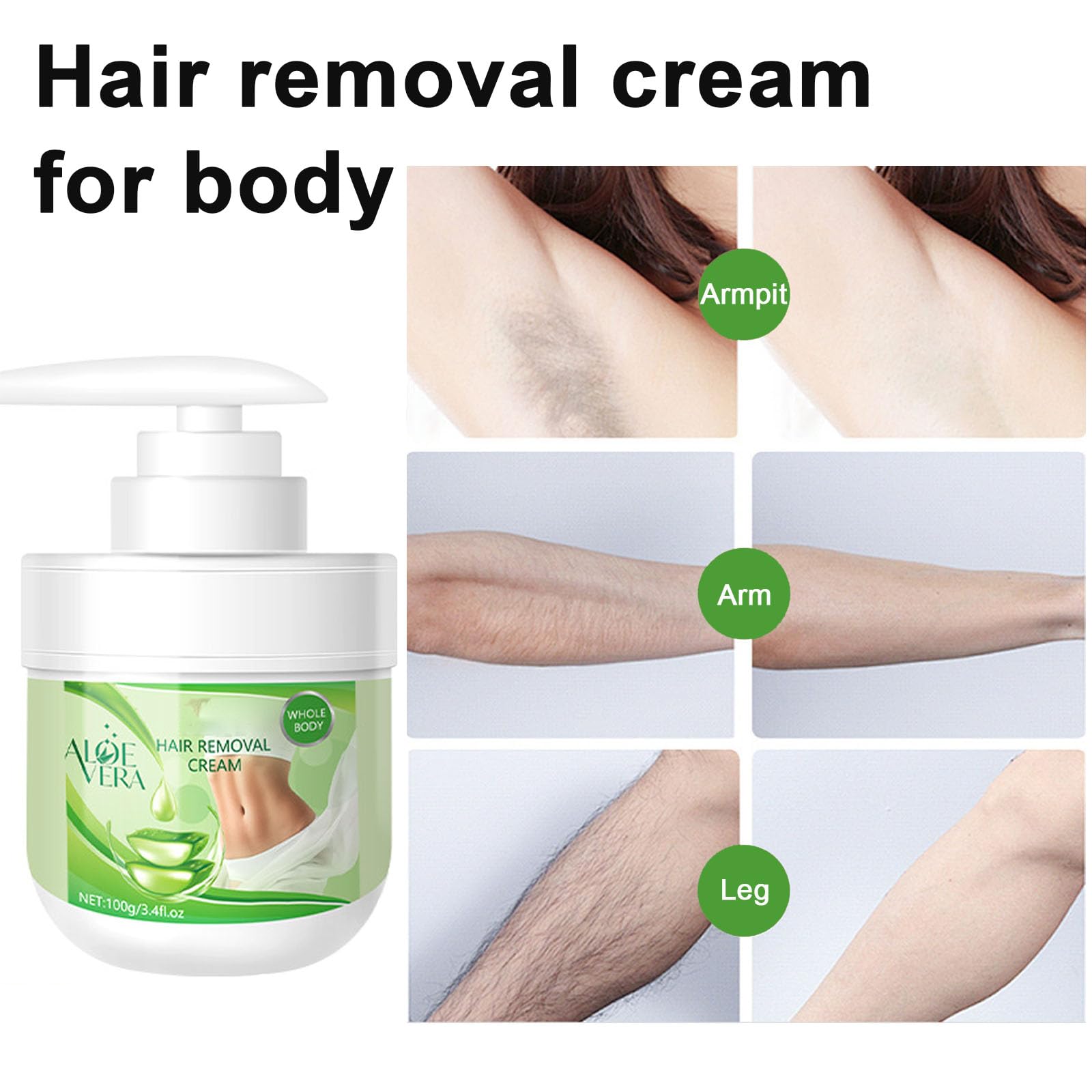 Crema depilatoria facial y depilatoria para mujeres, crema de depilación facial de aloe vera para labio superior y barbilla, removedor de vello facial para piel sensible corporal, suave y no irritante 3