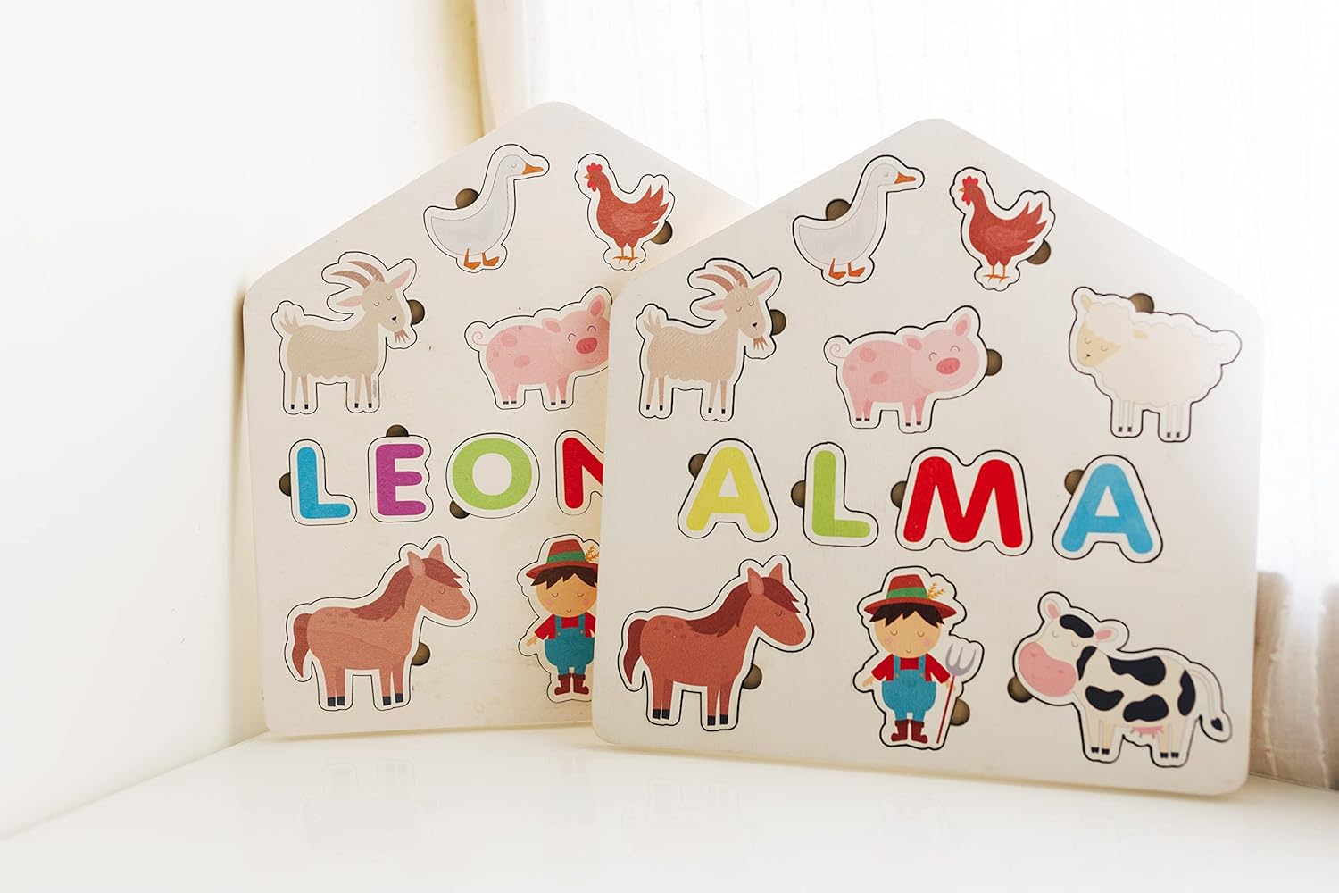 Personalized Wooden Name Puzzle Farm Animals Wooden Toy 1st Birthday Gift for Kids Learning Toy Girl or Boy Easter Gifts