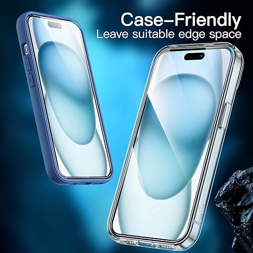 Miniatura 8 de JETech Protector de pantalla para iPhone 15 Plus de 6.7 pulgadas, película de vidrio templado con herramienta de fácil instalación, compatible con