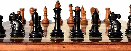 Juego completo de ajedrez de madera de la serie Shkolnik, boj envejecido y ebonizado de 3.5 pulgadas, piezas de ajedrez ponderadas King con tablero