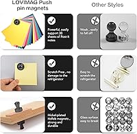 Vista 5 de LOVIMAG Imanes para nevera, 50 unidades, pizarra blanca para refrigerador, pequeño imán fuerte, accesorios de cocina, juego de casilleros Negro