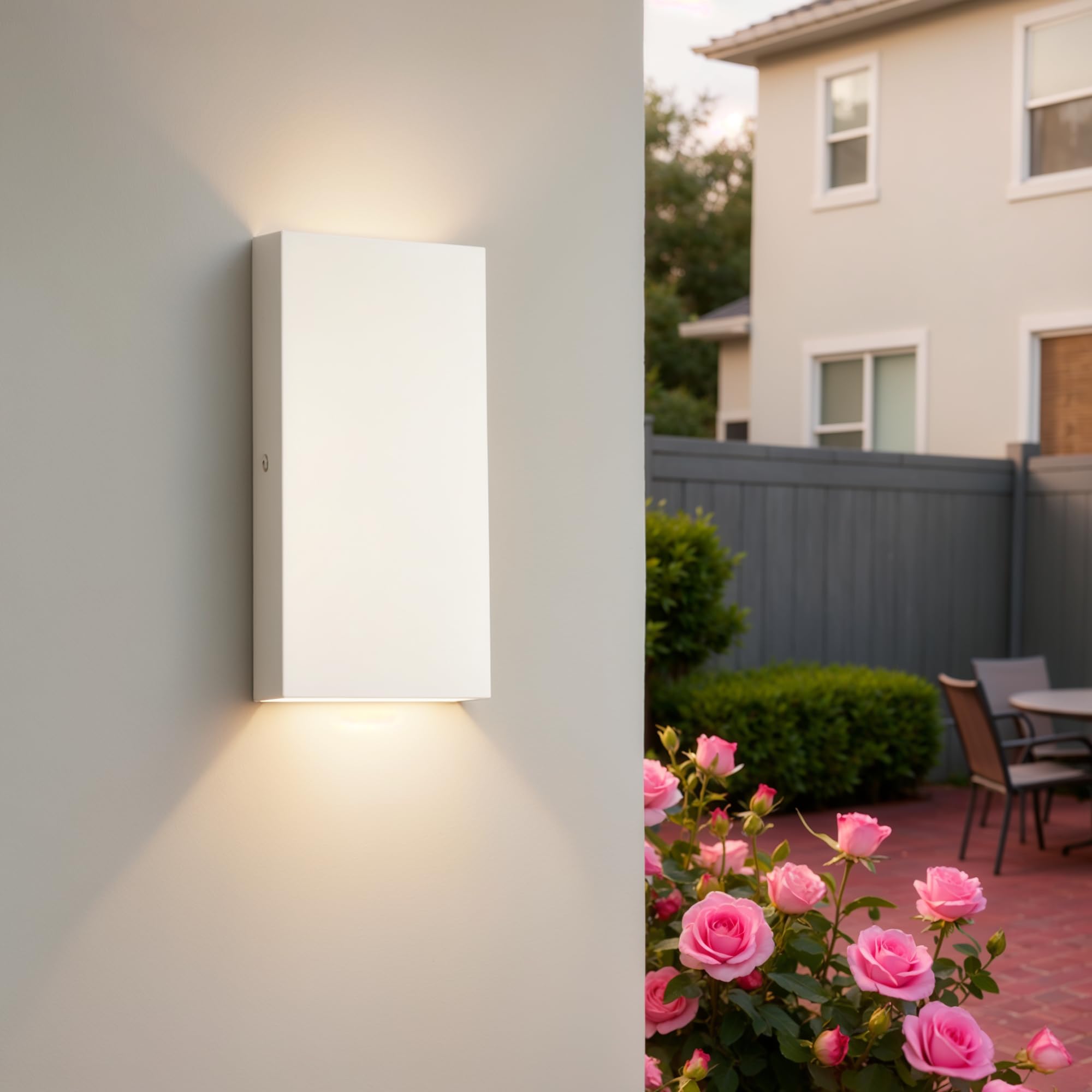 JNR Aussenlampe Wand LED IP54 Wasserdichte Wandleuchte Aussen, Außenlampe Wand 14W 3000k Warmweiß, Außenleuchte Wand Up Down Aussenleuchte, Weiß